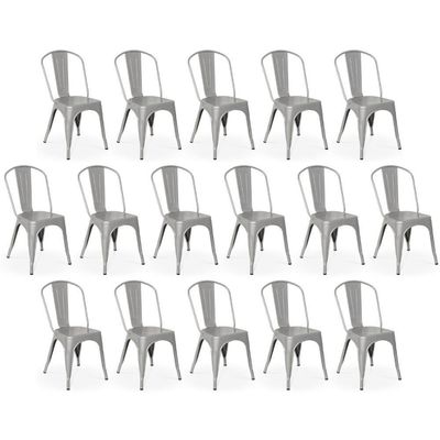 Kit 16 Cadeiras Iron Tolix Design Industrial - Cinza