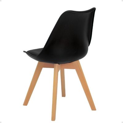 Conjunto 20 Cadeiras De Jantar Eames Wood Leda Design Estofada - Preto