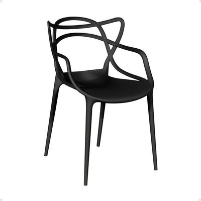 Kit 6 Cadeiras De Jantar Allegra Prática Empilhável - Preto