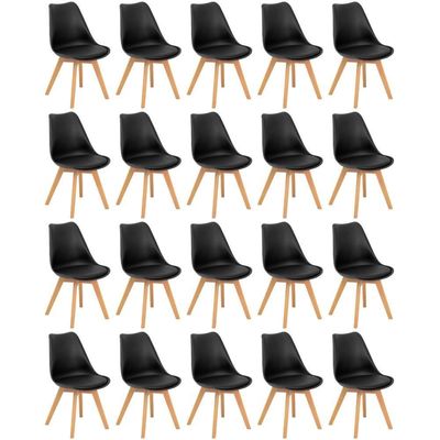 Conjunto 20 Cadeiras De Jantar Eames Wood Leda Design Estofada - Preto