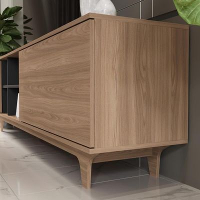 Rack Para Tv Até 75'' Com 2 Portas E Nichos 200cm Lars - Preto
