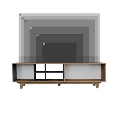 Rack Para Tv Até 75'' Com 2 Portas E Nichos 200cm Lars - Preto