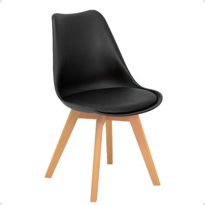 Conjunto 20 Cadeiras De Jantar Eames Wood Leda Design Estofada - Preto