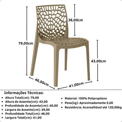 Conjunto Mesa De Jantar Redonda Eiffel Preta 80cm Com 4 Cadeiras Gruvyer - Nude