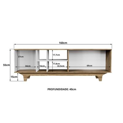 Rack Para Tv Até 65'' Com 2 Portas E Nichos 160cm Lars - Branco