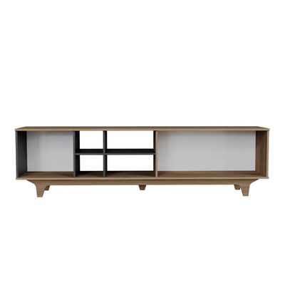 Rack Para Tv Até 75'' Com 2 Portas E Nichos 200cm Lars - Preto