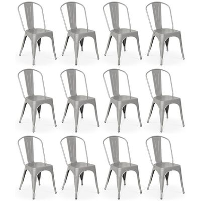 Kit 12 Cadeiras Iron Tolix Design Industrial - Cinza