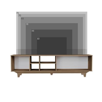 Rack Para Tv Até 75'' Com 2 Portas E Nichos 200cm Lars - Natural