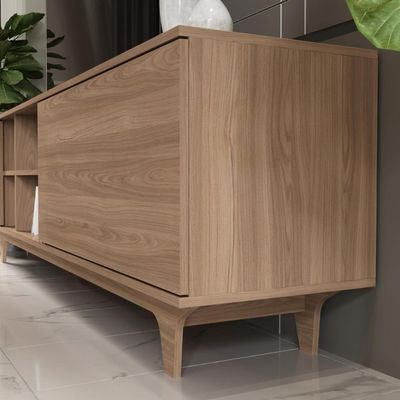 Rack Para Tv Até 75'' Com 2 Portas E Nichos 200cm Lars - Natural