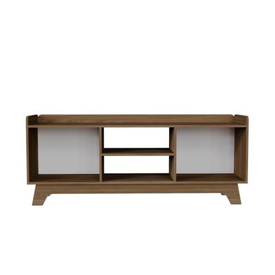 Rack Para Tv Até 65'' Com 2 Portas 150cm John - Natural/branco