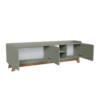 Rack Para Tv Até 75'' Com 3 Portas 200cm John - Verde