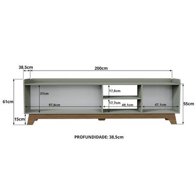 Rack Para Tv Até 75'' Com 3 Portas 200cm John - Verde