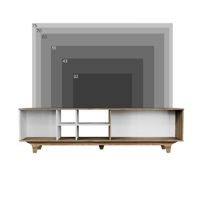 Rack Para Tv Até 75'' Com 2 Portas E Nichos 200cm Lars - Branco