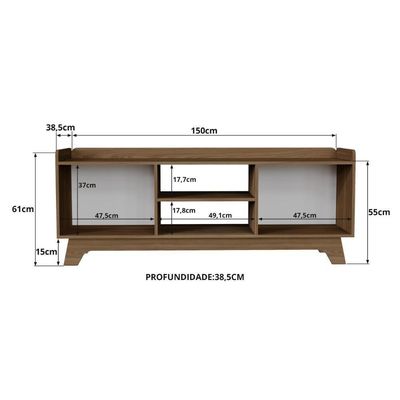 Rack Para Tv Até 65'' Com 2 Portas 150cm John - Natural/branco