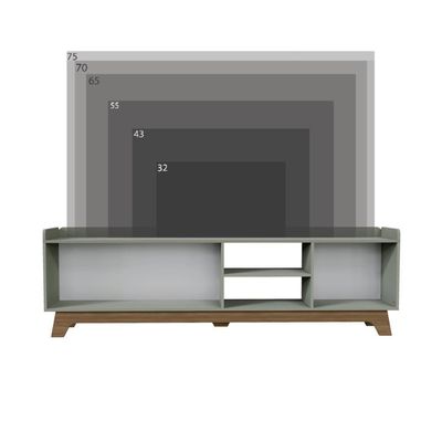 Rack Para Tv Até 75'' Com 3 Portas 200cm John - Verde