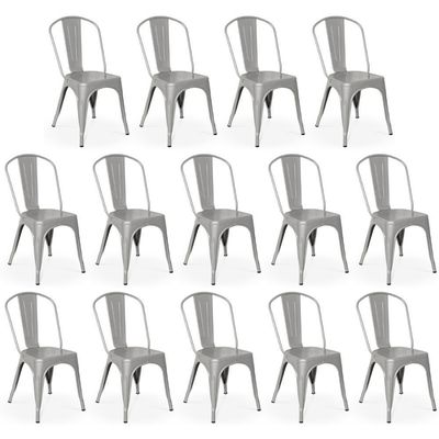 Kit 14 Cadeiras Iron Tolix Design Industrial - Cinza