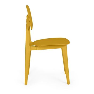 Conjunto Mesa De Jantar Retangular Eiffel Branca 120x80cm Com 6 Cadeiras Itália - Amarelo