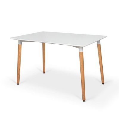 Conjunto Mesa De Jantar Retangular Eiffel Branca 120x80cm Com 6 Cadeiras Itália - Amarelo