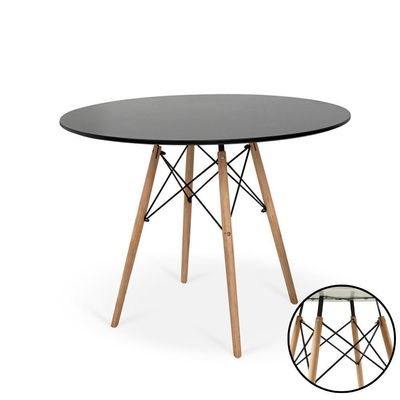 Conjunto Mesa De Jantar Redonda Eiffel Preta 100cm Com 6 Cadeiras Itália - Cinza