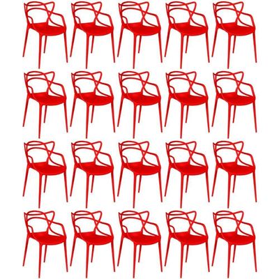 Kit 20 Cadeiras De Jantar Allegra Design Empilhável - Vermelho