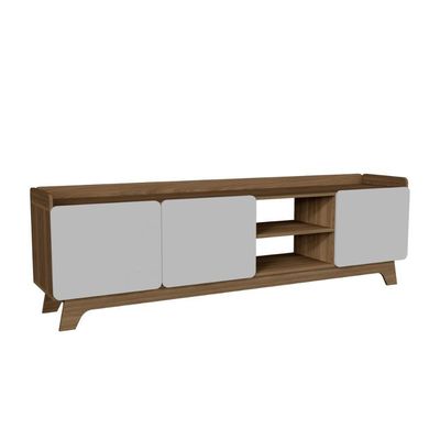 Rack Para Tv Até 75'' Com 3 Portas 200cm John - Natural/branco