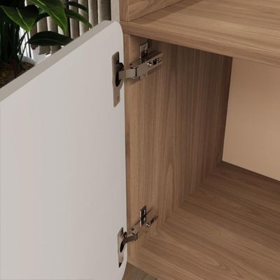Rack Para Tv Até 75'' Com 3 Portas 200cm John - Natural/branco