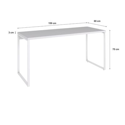 Mesa Kuadra Office 150x60x75cm Branco Chess - Est.branca Branco Chess - Est.branca