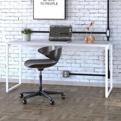 Mesa Kuadra Office 150x60x75cm Branco Chess - Est.branca Branco Chess - Est.branca