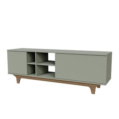 Rack Para Tv Até 65'' Com 2 Portas E Nichos 160cm Lars - Verde