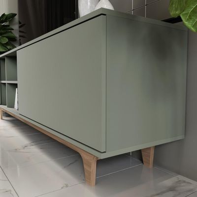 Rack Para Tv Até 65'' Com 2 Portas E Nichos 160cm Lars - Verde