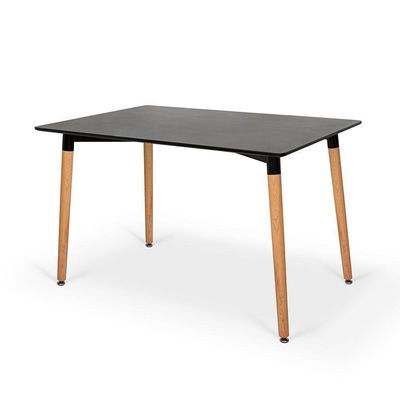 Conjunto Mesa De Jantar Retangular Eiffel Preta 120x80cm Com 6 Cadeiras Itália - Preto