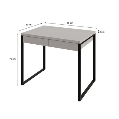 Mesa Kuadra Office 90x60x75cm C-02 Gavetas Branco Chess - Est.preta Branco Chess - Est.preta