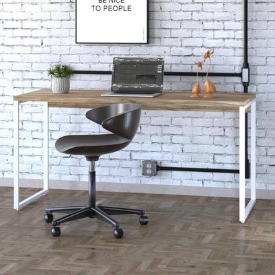 Mesa Kuadra Office 150x60x75cm Carvalho - Est.branca Carvalho - Est.branca
