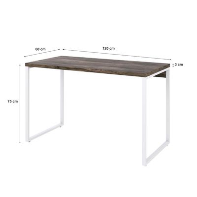 Mesa Kuadra Office 120x60x75cm Carvalho Dark - Est.branca Carvalho Dark - Est.branca
