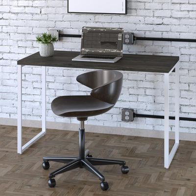 Mesa Kuadra Office 120x60x75cm Carvalho Dark - Est.branca Carvalho Dark - Est.branca
