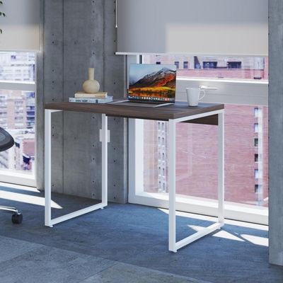 Mesa Kuadra Office 90x60x75cm Nogal - Est.branca Nogal - Est.branca