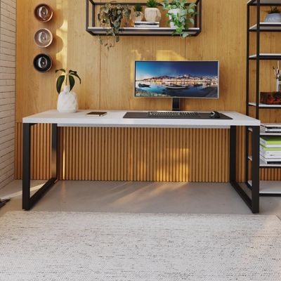 Mesa Presidente 190x70x75cm Yon Branco Tx-est.preta Branco Tx-est.preta