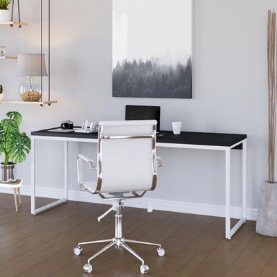 Mesa Dynamica Diretor 180x60x75cm Preto ônix - Est.branca Preto ônix - Est.branca