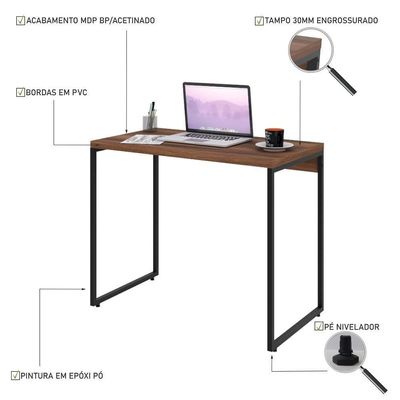 Mesa Dynamica 90x50x75cm Nogal - Est.preta Nogal - Est.preta