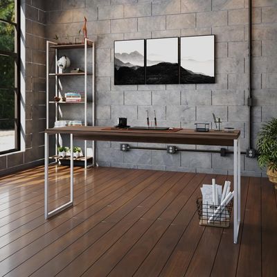 Mesa Dynamica 150x60x75cm Nogal - Est.branca Nogal - Est.branca