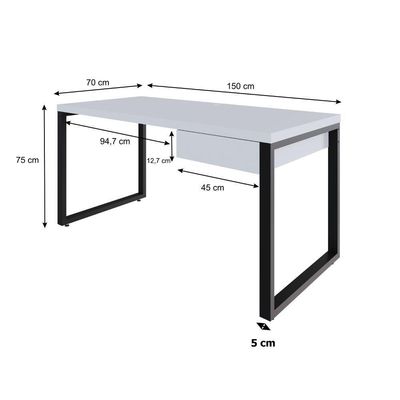 Mesa Diretor C-01 Gav. 150x70x75cm Yon Branco Tx-est.preta Branco Tx-est.preta