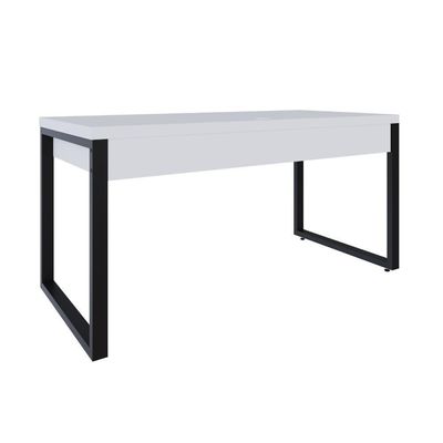 Mesa Diretor C-01 Gav. 150x70x75cm Yon Branco Tx-est.preta Branco Tx-est.preta