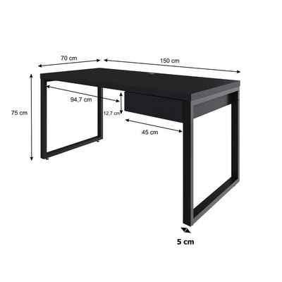 Mesa Diretor C-01 Gav. 150x70x75cm Yon Preto Tx-est.preta Preto Tx-est.preta