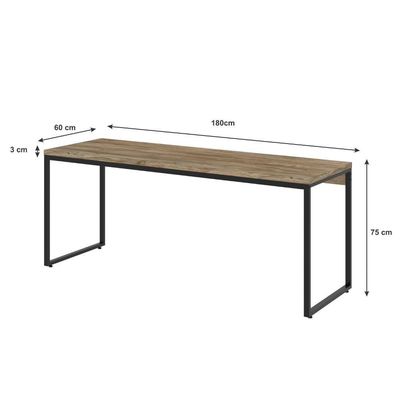 Mesa Dynamica Diretor 180x60x75cm Carvalho - Est.preta Carvalho - Est.preta