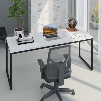 Mesa Dynamica Diretor 180x60x75cm Branco Chess - Est.preta Branco Chess - Est.preta
