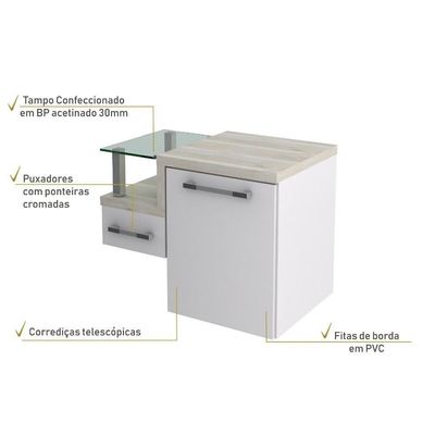 Gabinete Armario Para Banheiro Legno 630 (somente Balcao) Branco Chess C-snow