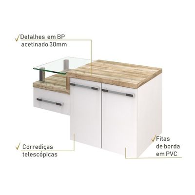Gabinete Armario Para Banheiro Legno 830 (somente Balcao) Branco Chess C-carvalho
