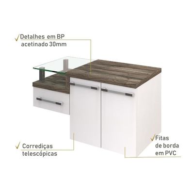 Gabinete Armario Para Banheiro Legno 830 (somente Balcao) Branco Chess C-carvalho Dark