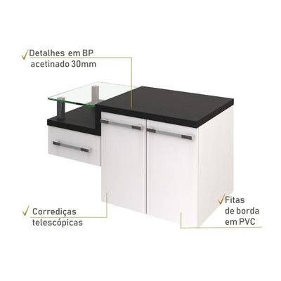 Gabinete Armario Para Banheiro Legno 830 (somente Balcao) Branco Chess C-preto ônix