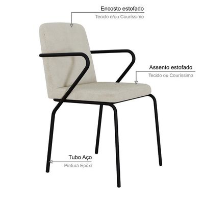 Cadeira Bloom Fixa C-4 Pes C-braco 490x580x850 Mm C-4 Un Boucle Vanilla Boucle Vanilla